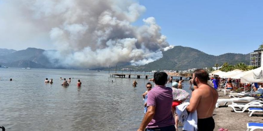 Marmaris'teki orman yangını enerji nakil hatlarından çıkmış