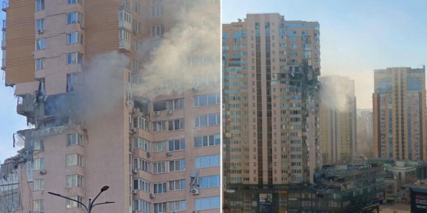 Çatışmaların 3’üncü gününde Kiev’de bir apartman isabet aldı