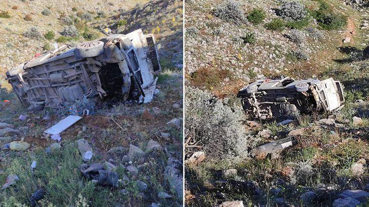 Konya'da işçileri taşıyan minibüs devrildi