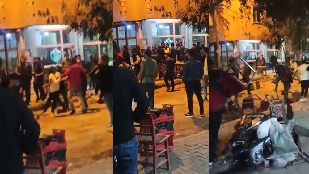 İki grup arasında meydan muharebesi gibi kavga