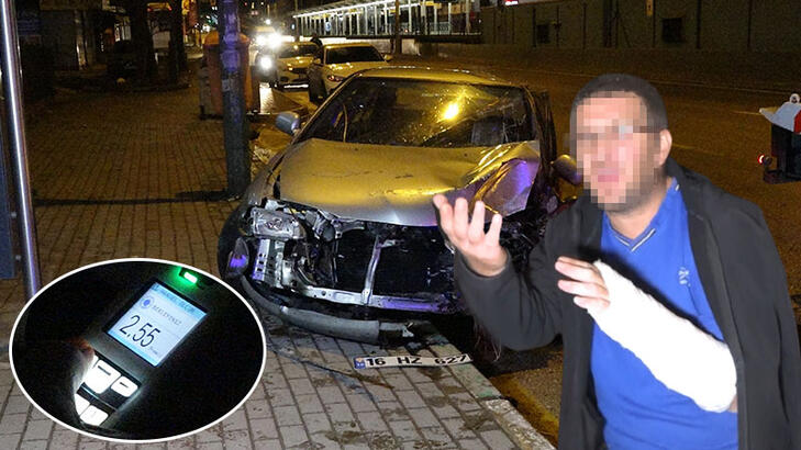 Hem alçılı kolla hem de alkollü direksiyona geçti!