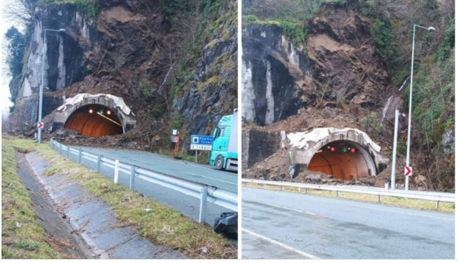 Artvin'de tünel girişinde heyelan
