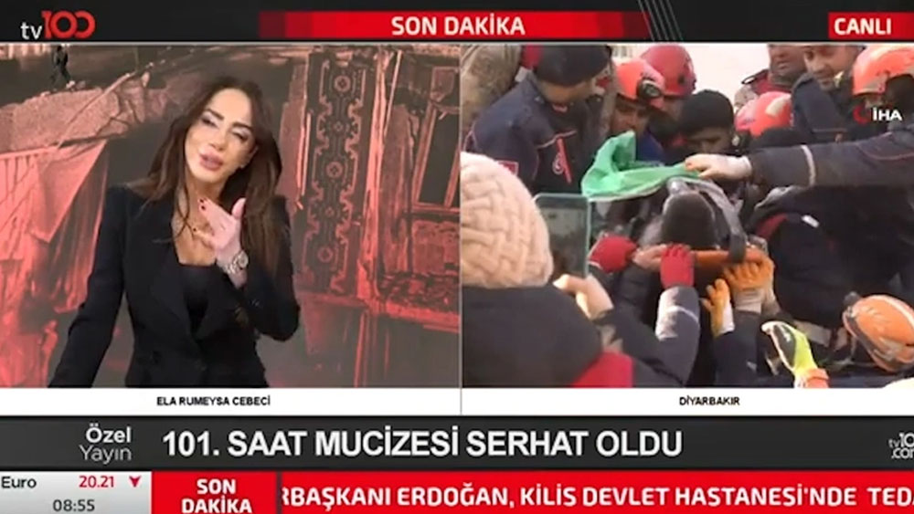 TV100 spikeri Ela Rümeysa Cebeci 101 saatin ardından gelen mucize sonrası gözyaşlarına boğuldu!