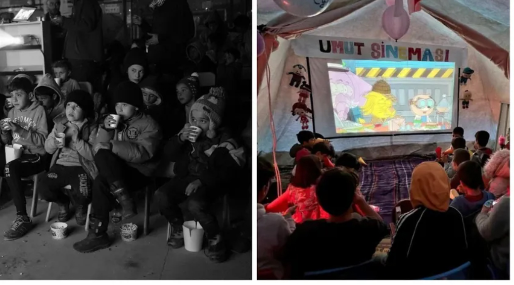 Çadır kentlerde depremzede çocuklara 'Umut Sineması'