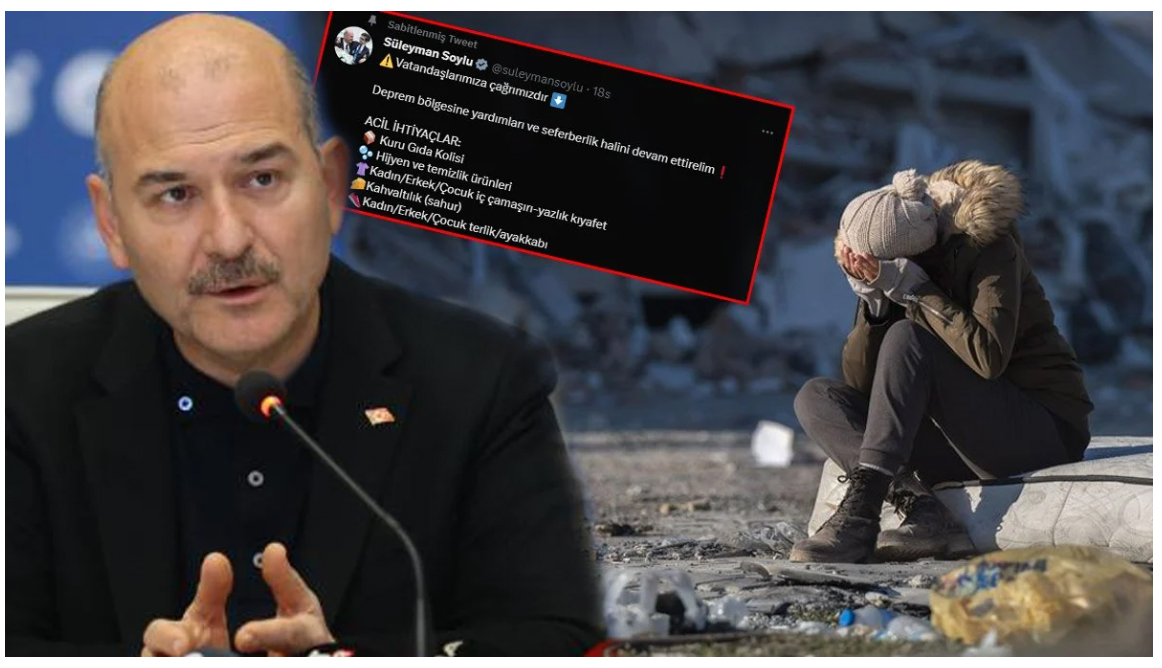 Bakan Soylu'nun acil ihtiyaç listesi paylaşımı tepki çekti