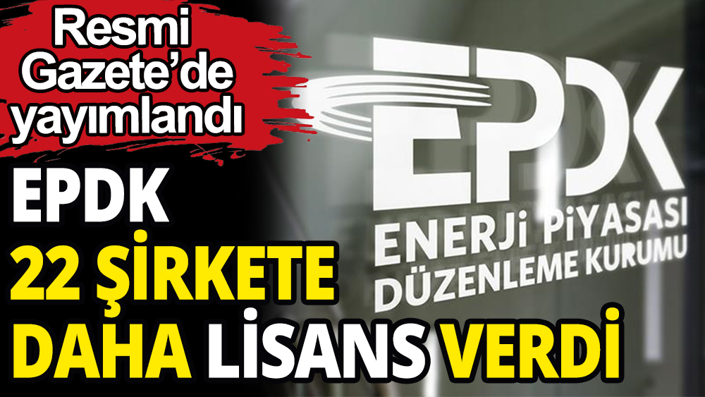 EPDK 22 şirkete daha lisans verdi