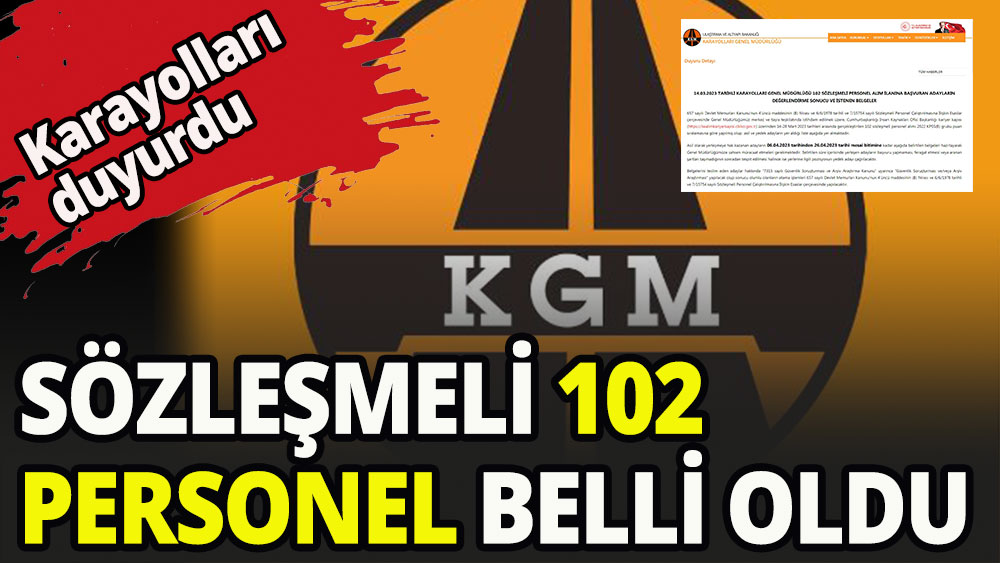 Karayollarının 102 sözleşmeli personel alımı sonuçları belli oldu