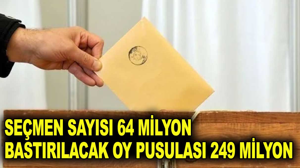 64 milyon 191 bin 285 seçmen için 249 milyon oy pusulası