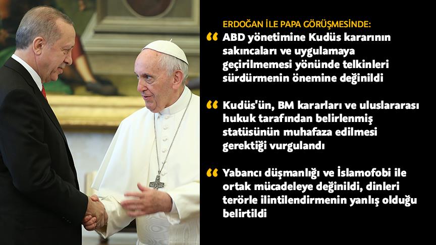 Erdoğan ile Papa Franciscus bir araya geldi