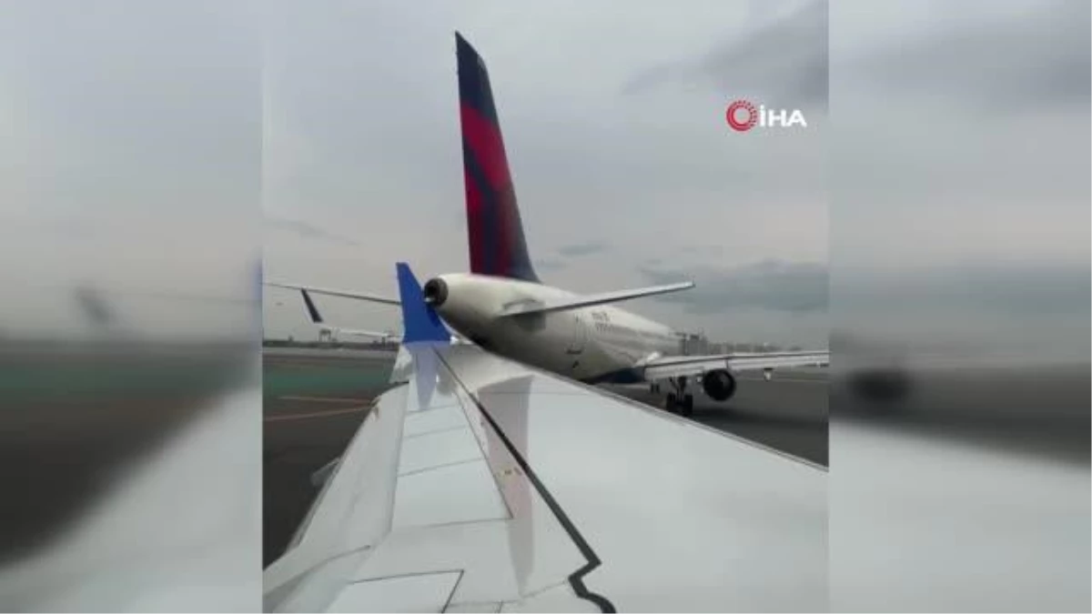 Yolcu uçağı diğer uçağın kanadına çarptı