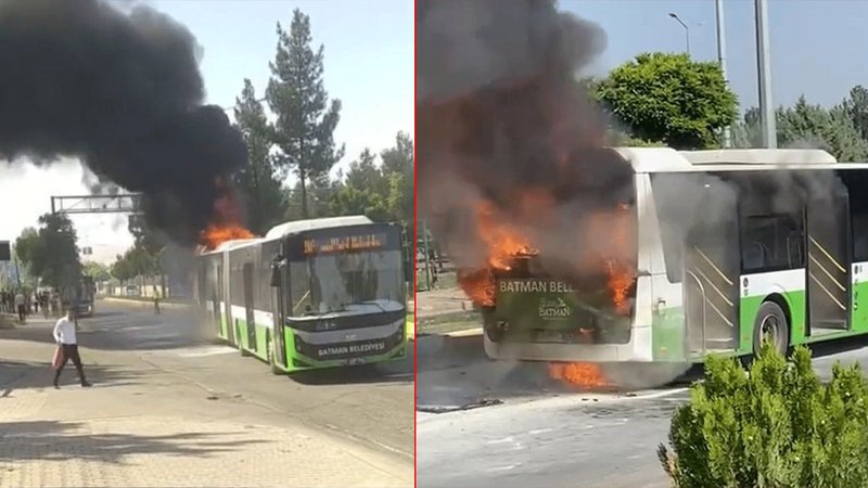 Yolcu dolu belediye otobüsü alev alev yandı