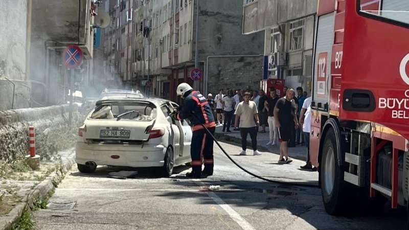 Ordu'da araba yangını