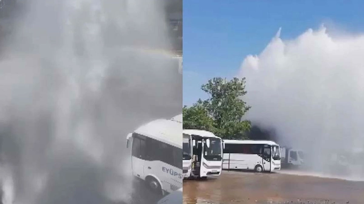 İstanbul'da su borusu patladı, cadde göle döndü