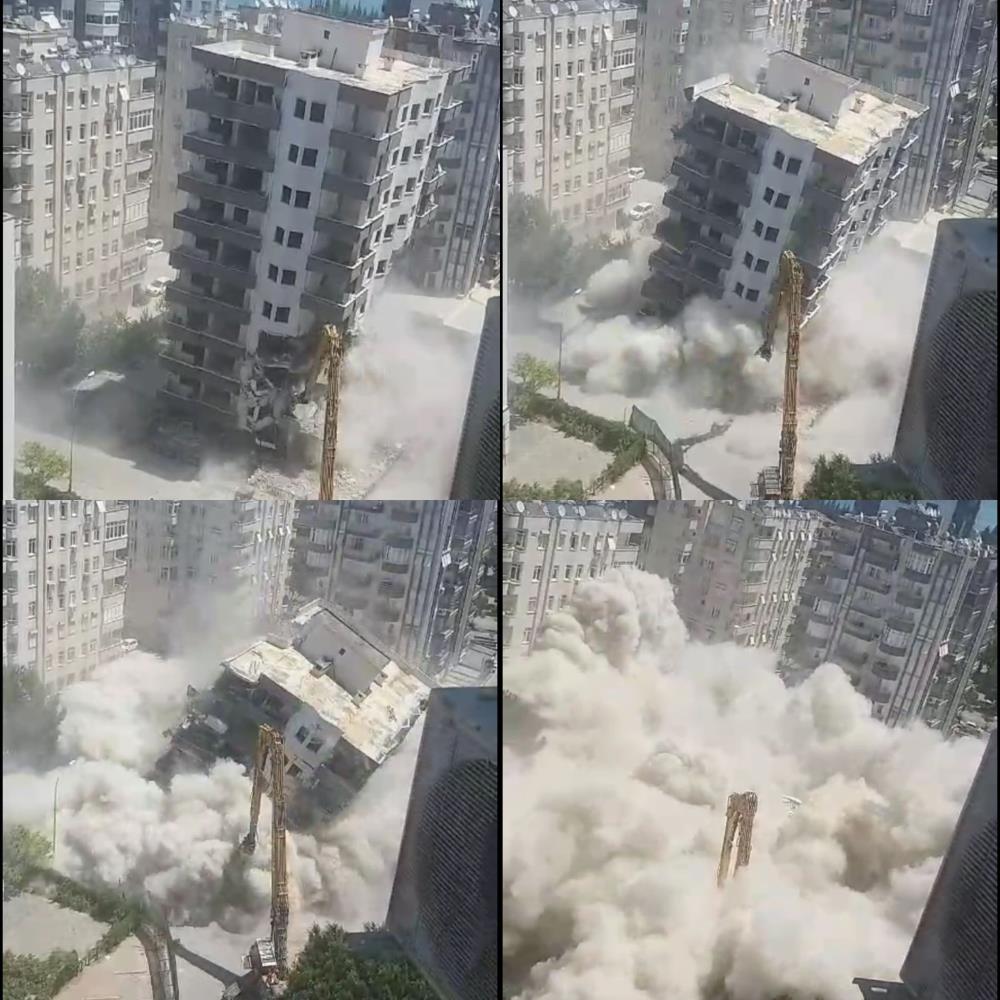 Adana'da 10 katlı bina 7 saniyede yerle bir oldu