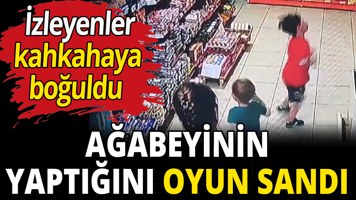 Ağabeyinin yaptığını oyun sandı! İzleyenleri kahkahaya boğdu