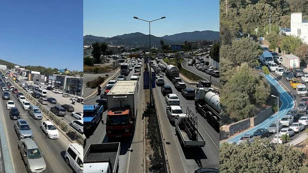 Bodrum'da su isale hattı patladı, trafik felç oldu