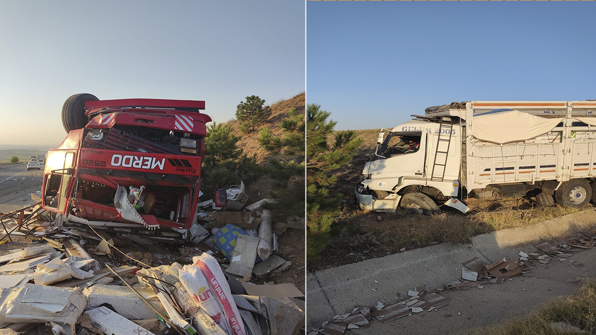 Kırıkkale'de iki kamyon çarpıştı