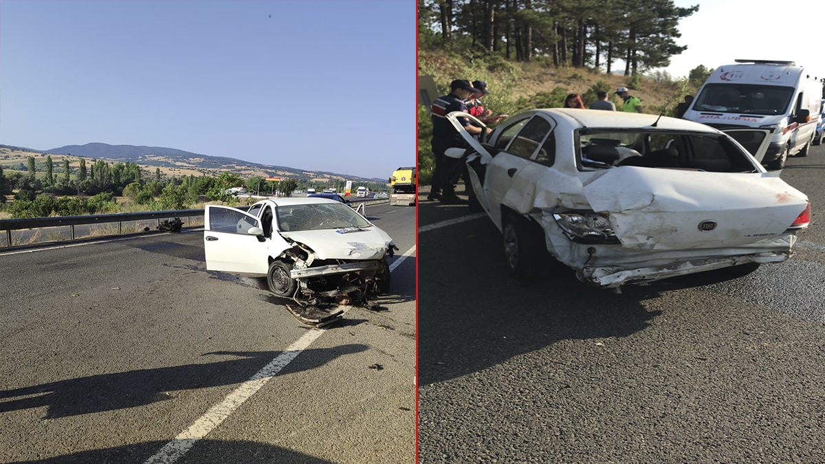 Yoldan çıkan otomobil bariyerlere vurdu