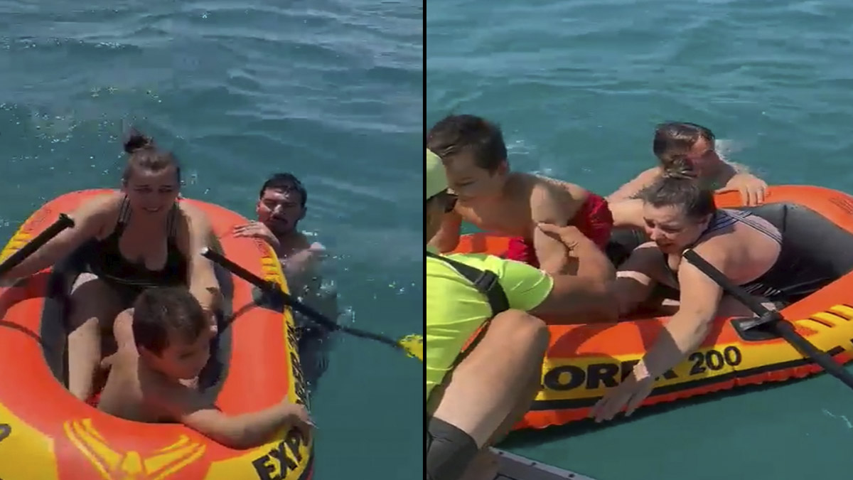 Sürüklenen bottaki anne ve oğluna yardıma gidip mahsur kalan 3 genç kurtarıldı