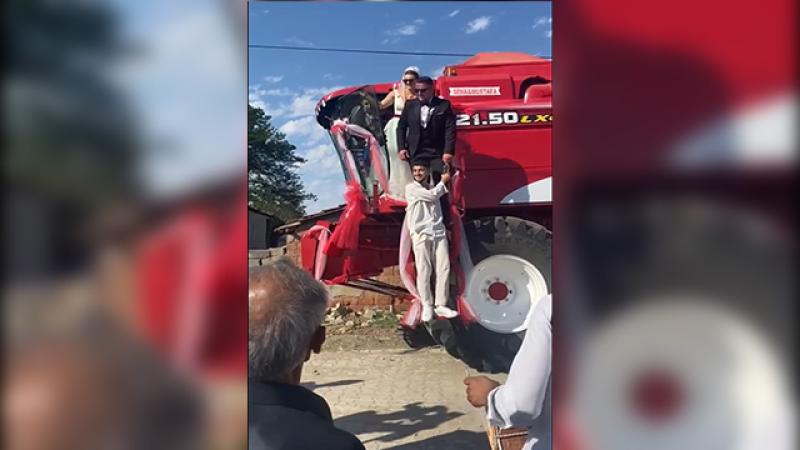 Gelin arabası olarak biçerdöver tercih ettiler