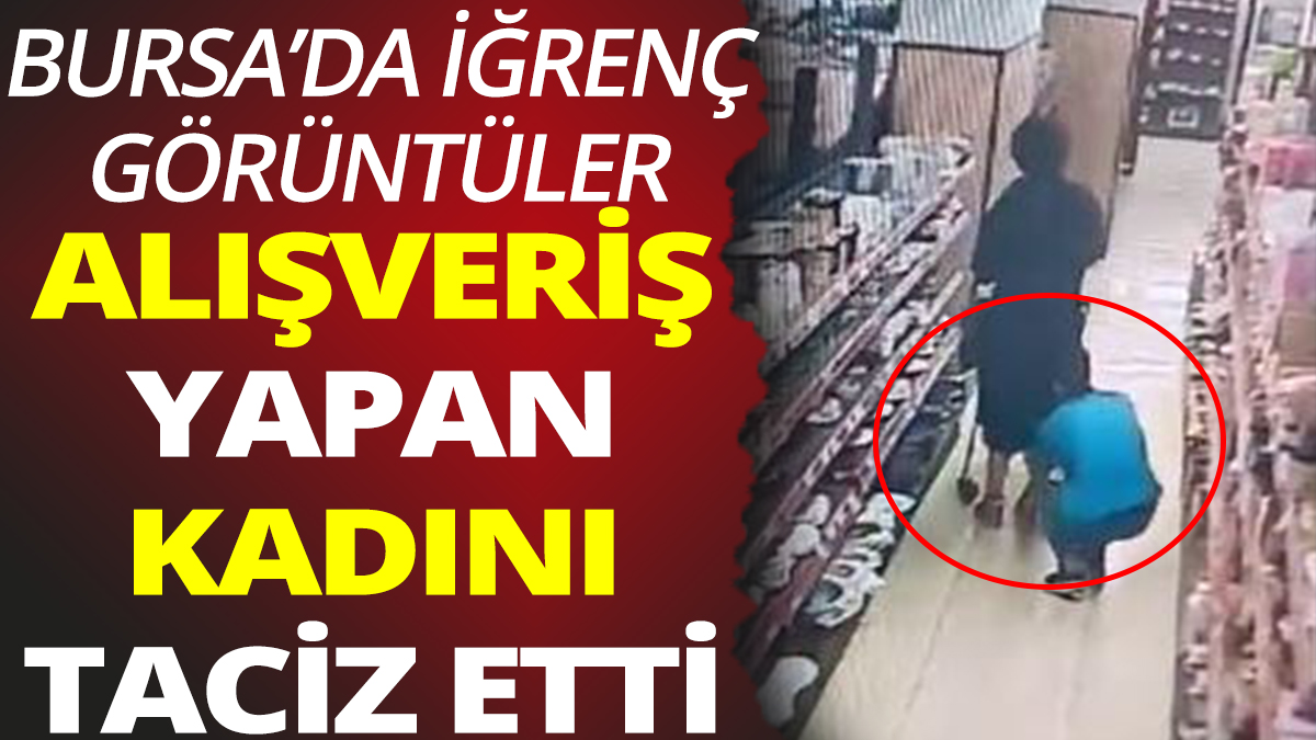 Bursa'da iğrenç görüntüler! Alıveriş yapan kadını taciz etti