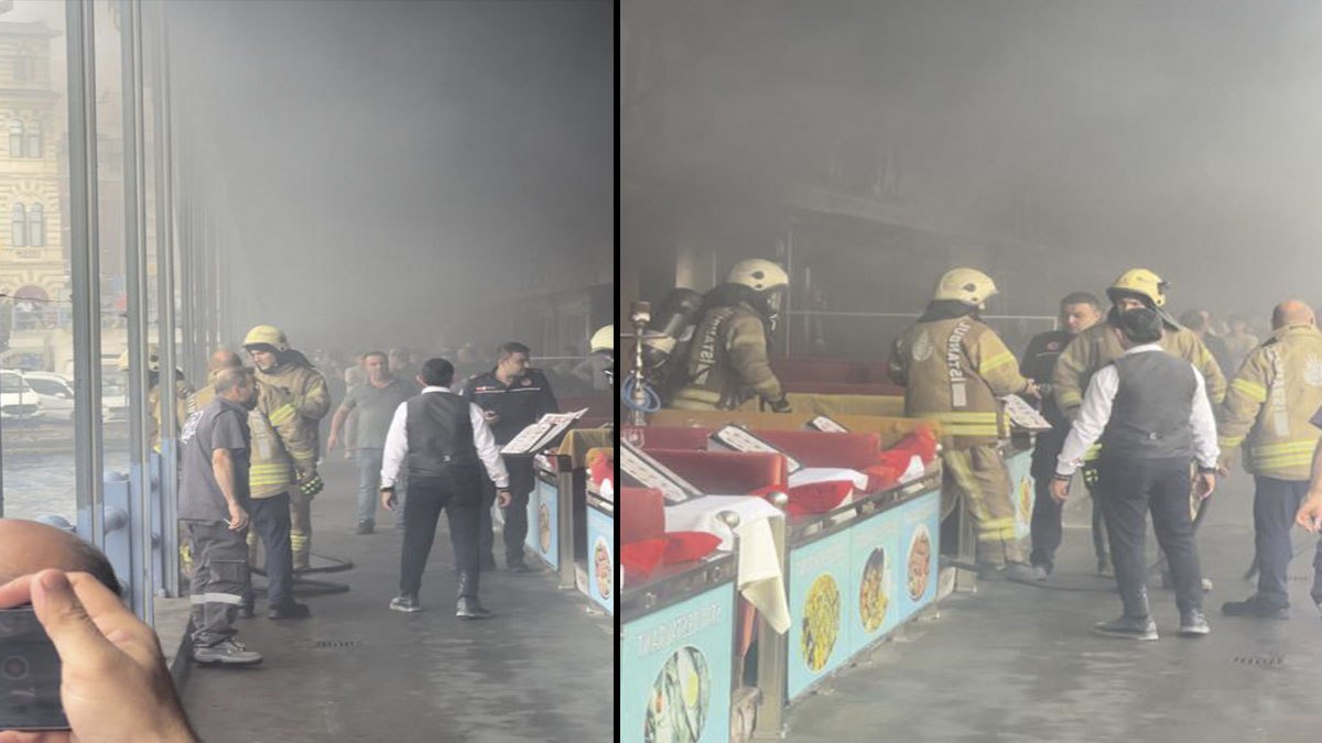 Galata Köprüsü'nde restoranda yangın