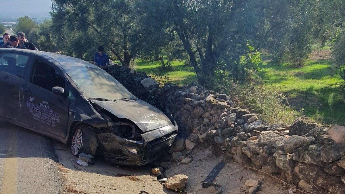 Bozdoğan'da sürücü kursu aracı kaza yaptı 2 yaralı