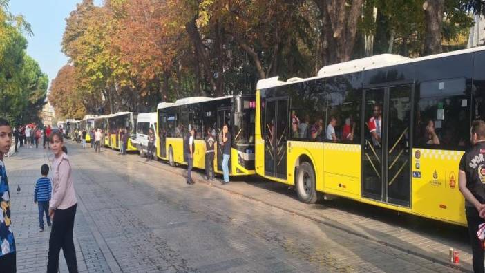 Bayern Münih taraftarları otobüslerle stadyuma götürüldü