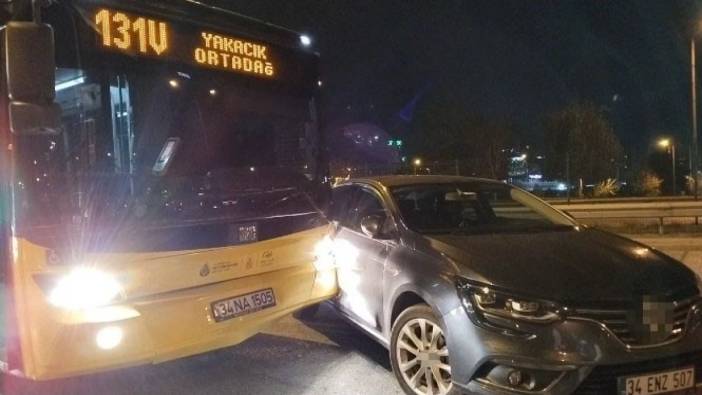 Kartal'da hatalı şerit değiştiren araç İETT otobüsüne çarptı