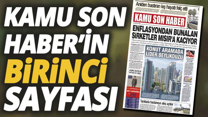 Kamu Son Haber'in birinci sayfası