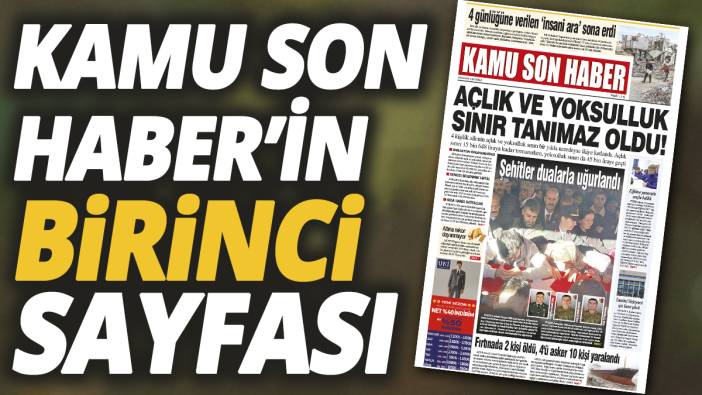 Kamu Son Haber'in birinci sayfası