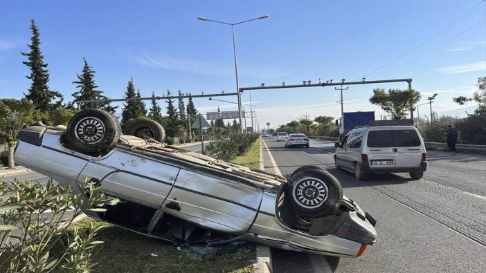 Takla atan otomobildeki iki kişi yaralandı