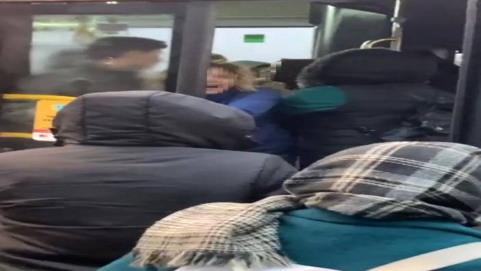 Otobüsteki 2 kadın yolcu arasındaki kavga kamerada