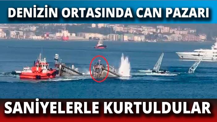 Denizin ortasında can pazarı Batan yüzer havuzdan son anda atladılar