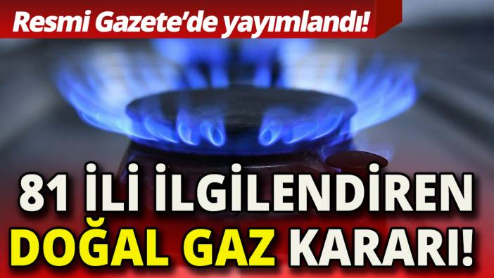 81 İli ilgilendiren doğal gaz kararı 'Resmi Gazete'de yayımlandı'