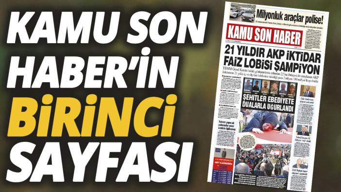 Kamu Son Haber'in birinci sayfası