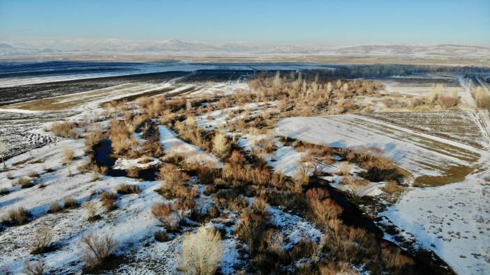Ağrı’da kartpostallık kış manzaraları havadan görüntülendi