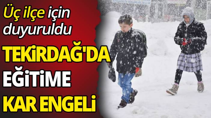 Üç ilçe için duyuruldu Tekirdağ'da eğitime kar engeli