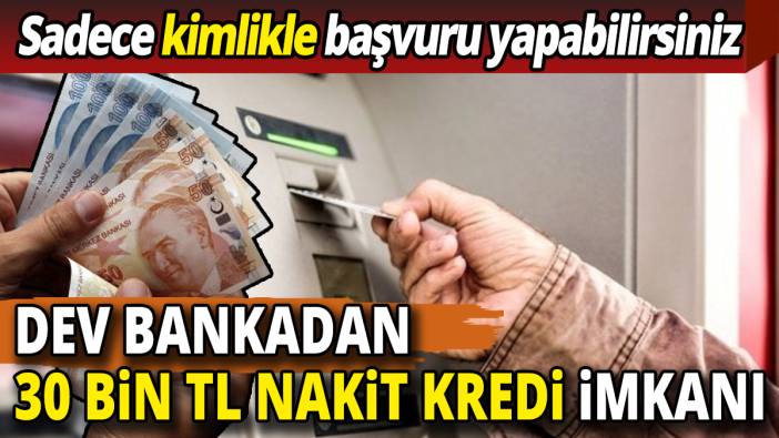 Sadece kimlikle başvuru yapabilirsiniz Dev bankadan 30 Bin TL nakit kredi imkanı