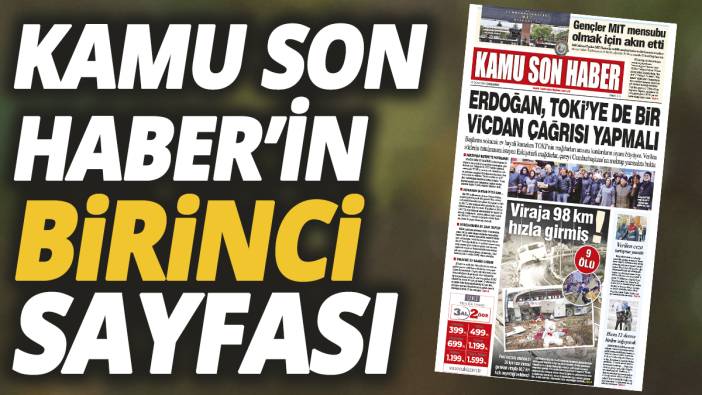 Kamu Son Haber'in birinci sayfası