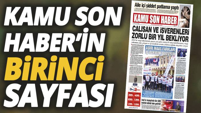 Kamu Son Haber'in birinci sayfası