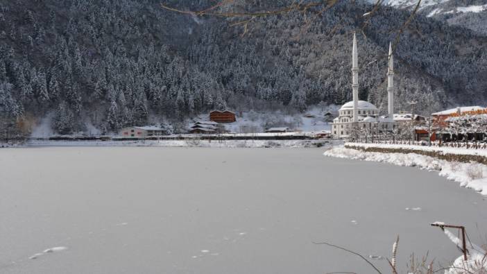 Trabzon'daki Uzungöl’ün yüzeyi buz tuttu