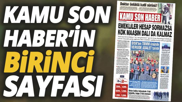 Kamu Son Haber'in birinci sayfası