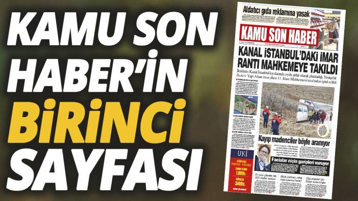 Kamu Son Haber'in birinci sayfası