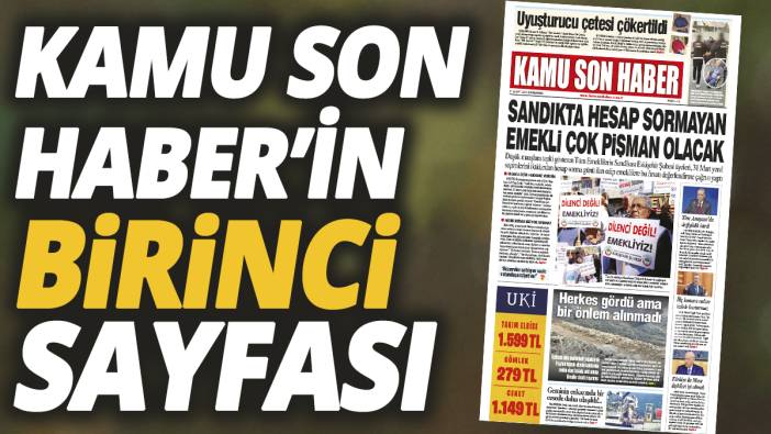 Kamu Son Haber'in birinci sayfası