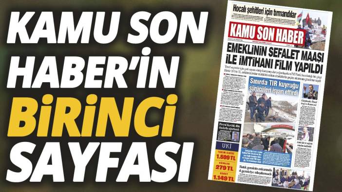 Kamu Son Haber'in birinci sayfası