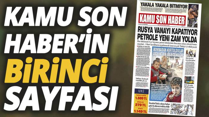 Kamu Son Haber'in birinci sayfası