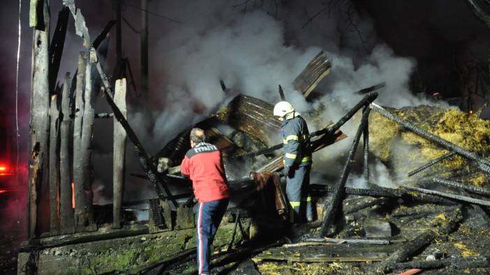 Bolu'da 3 katlı evde yangın 'Hem ev hem ahır ile samanlık yandı'