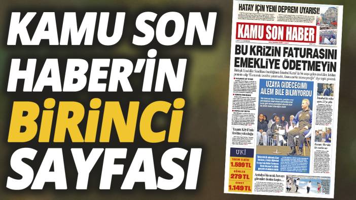 Kamu Son Haber'in birinci sayfası