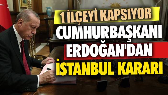 Cumhurbaşkanı Erdoğan'dan İstanbul kararı 1 ilçeyi kapsıyor